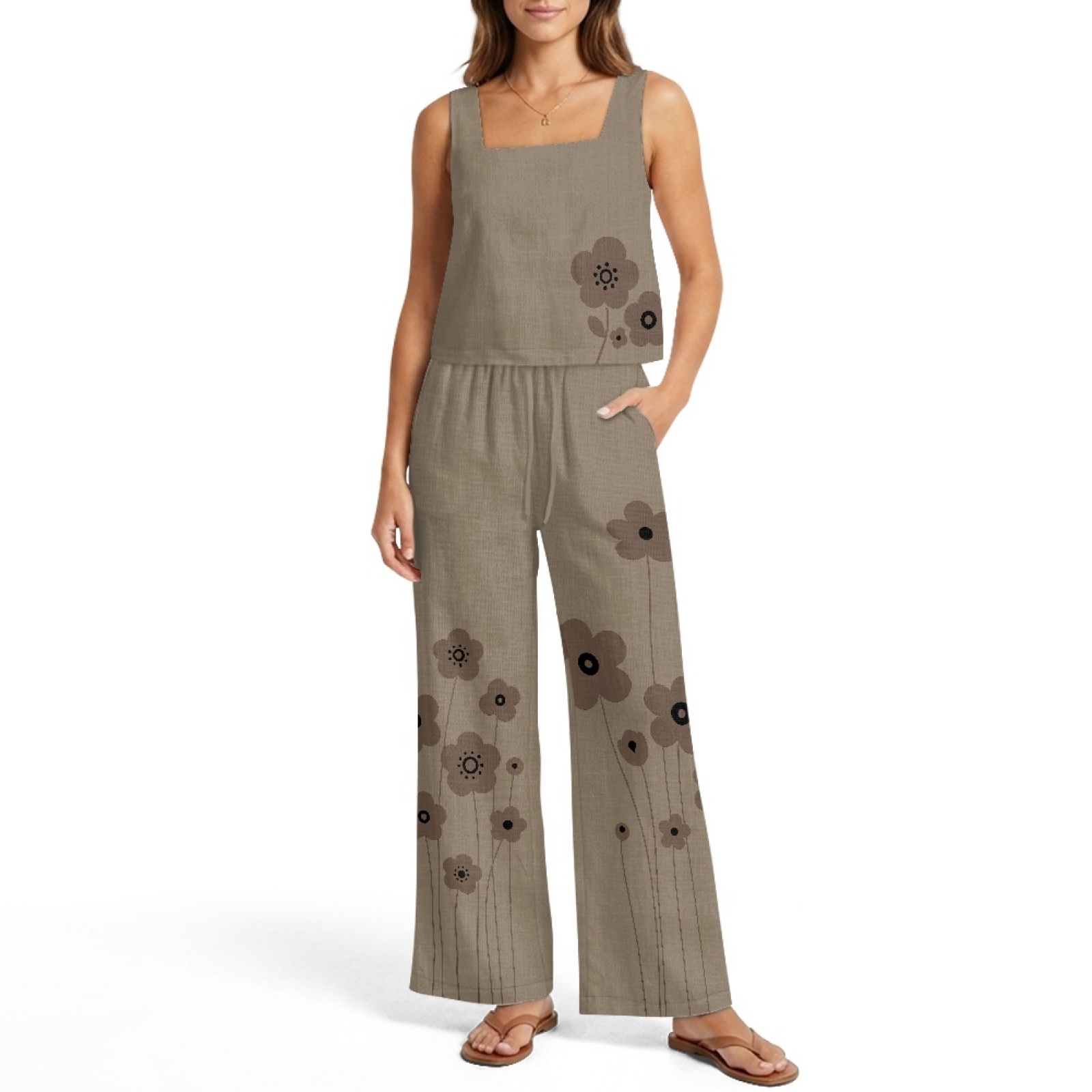 INSTANTARTS Women’s Linen Vest - Linen Pant Wide avis et prix