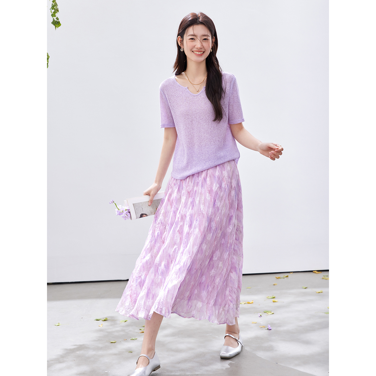 VIMLY Women's Purple Floral Pr - Midi Skirt Floral avis et prix