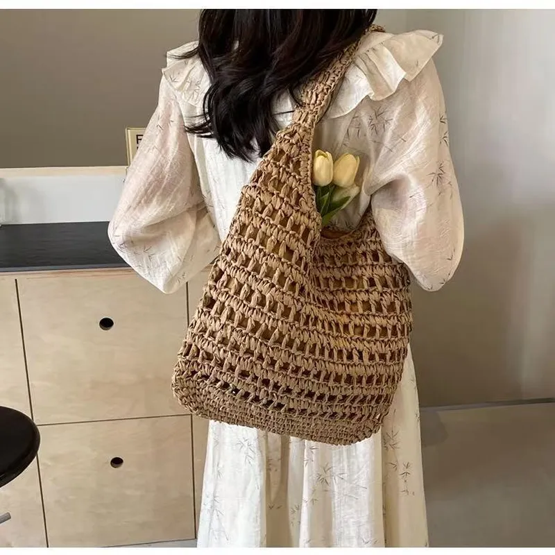 Hollow Woven Straw Tote Bag On - Tote Bag Beach avis et prix