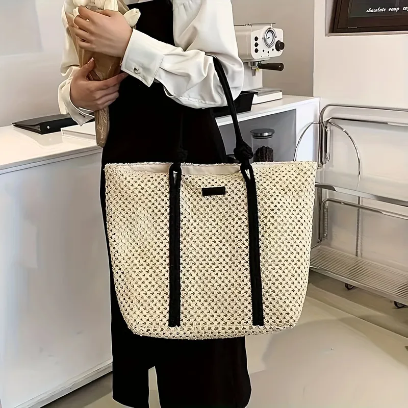 Hollow Straw Woven Tote Bag fo - Tote Bag Beach avis et prix