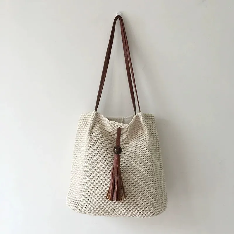 Tassel straw woven tote bag ha - Tote Bag Beach avis et prix