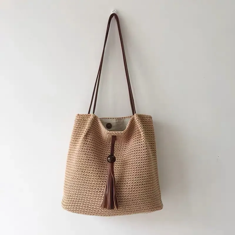 Tassel straw woven tote bag ha - Tote Bag Beach avis et prix