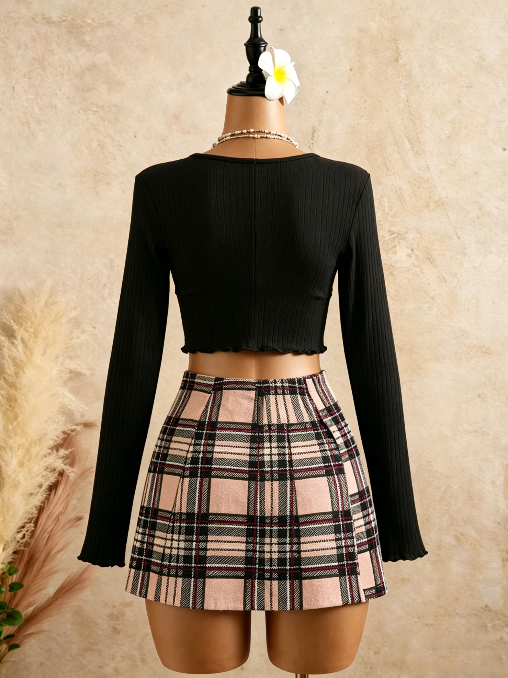 Women Black Wrap V Neck Ruffle - Crop Top Crochet avis et prix