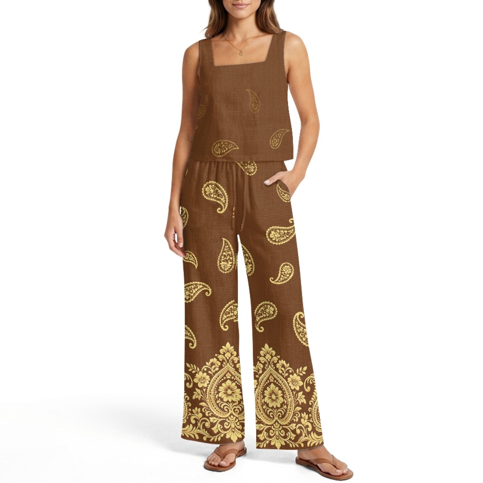 INSTANTARTS Women’s Linen Vest - Linen Pant Wide avis et prix