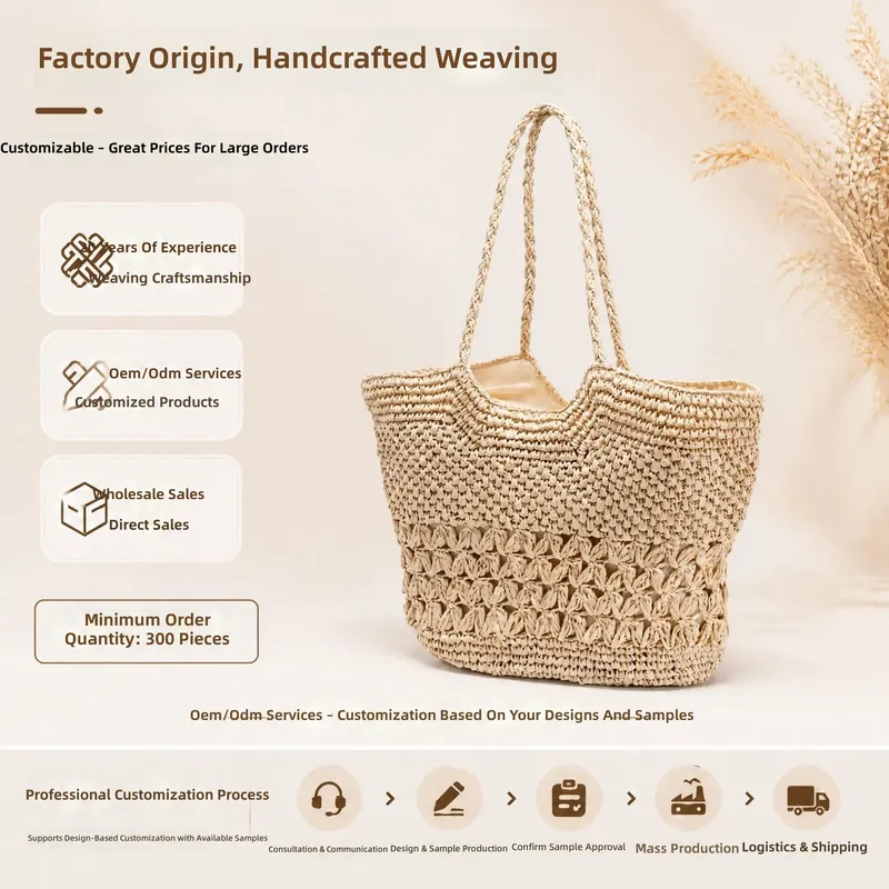 Hollow Woven Paper Rope Straw  - Tote Bag Beach avis et prix