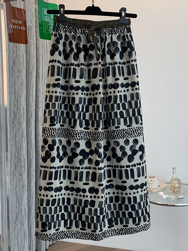 Retro Floral Print Loose Light - Midi Skirt Floral avis et prix