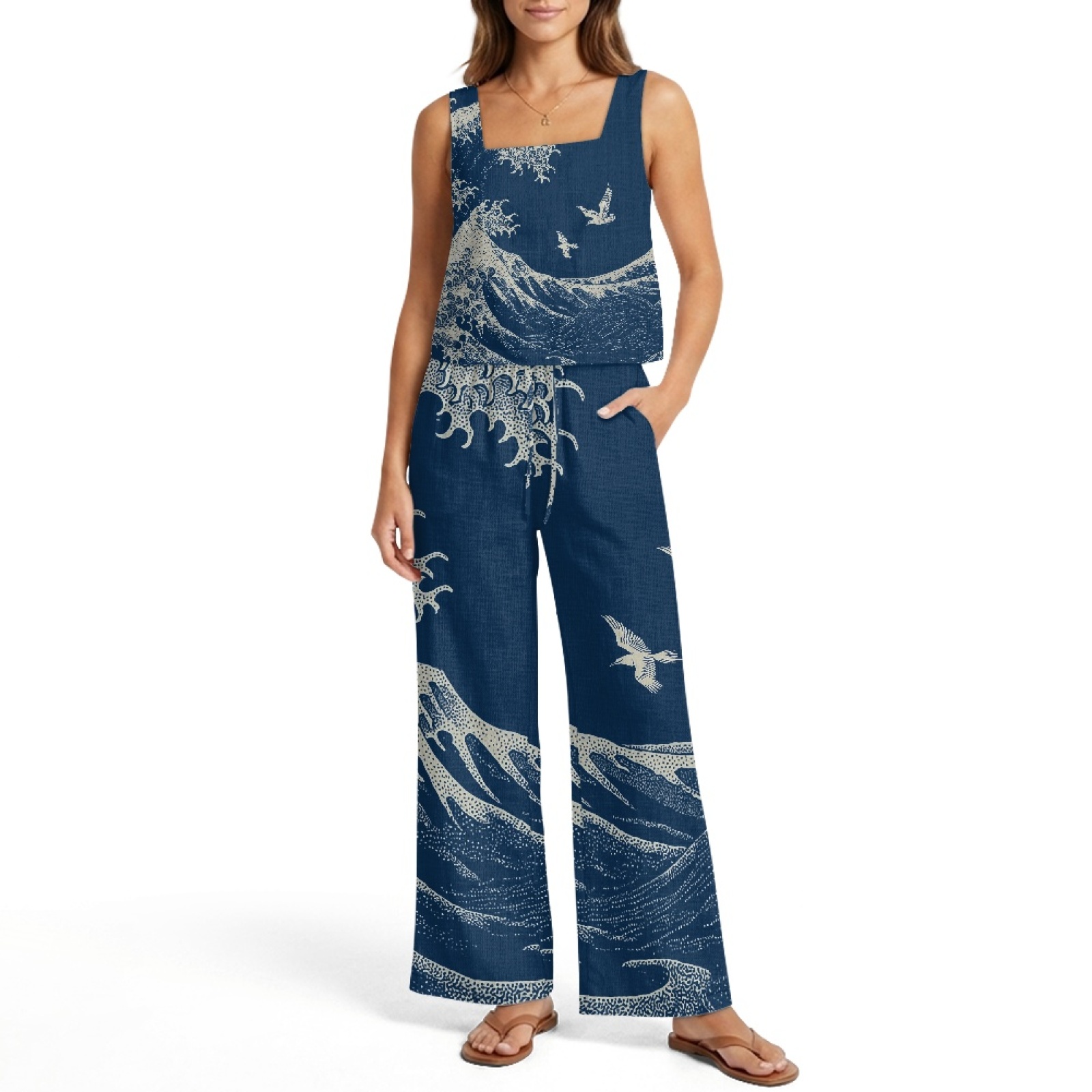 INSTANTARTS Women’s Linen Vest - Linen Pant Wide avis et prix