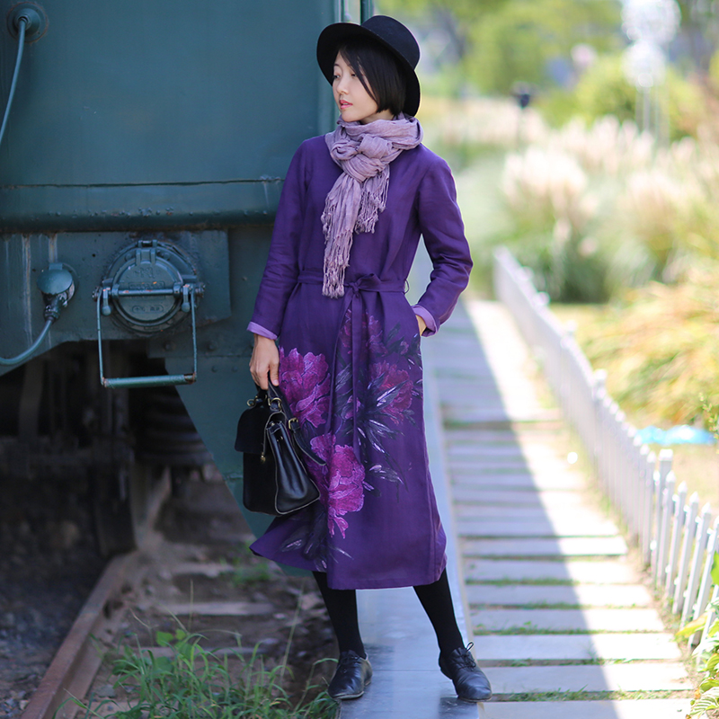 Warm Cotton Linen Peony Print  - Linen Dress Wrap avis et prix