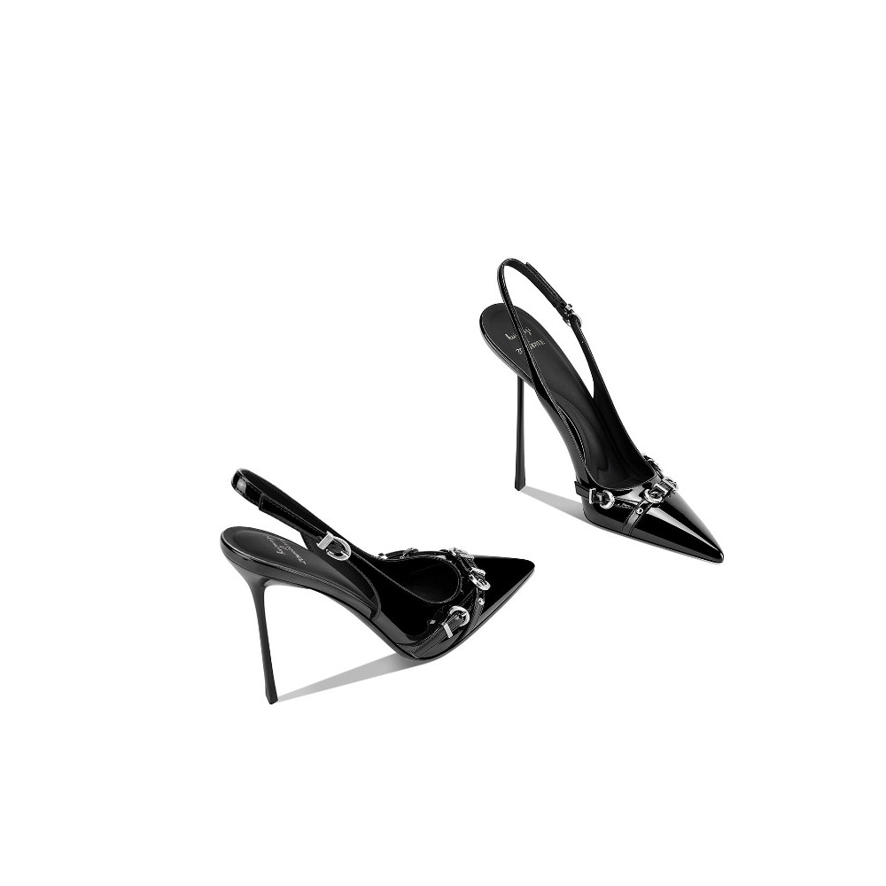 Fashionable Black Pointed Toe  - Sandal Strappy Heeled avis et prix