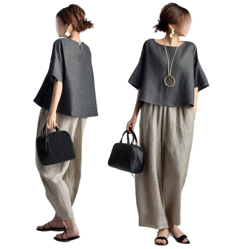 Two Pieces Women Pant Sets Sol - Linen Pant Wide avis et prix