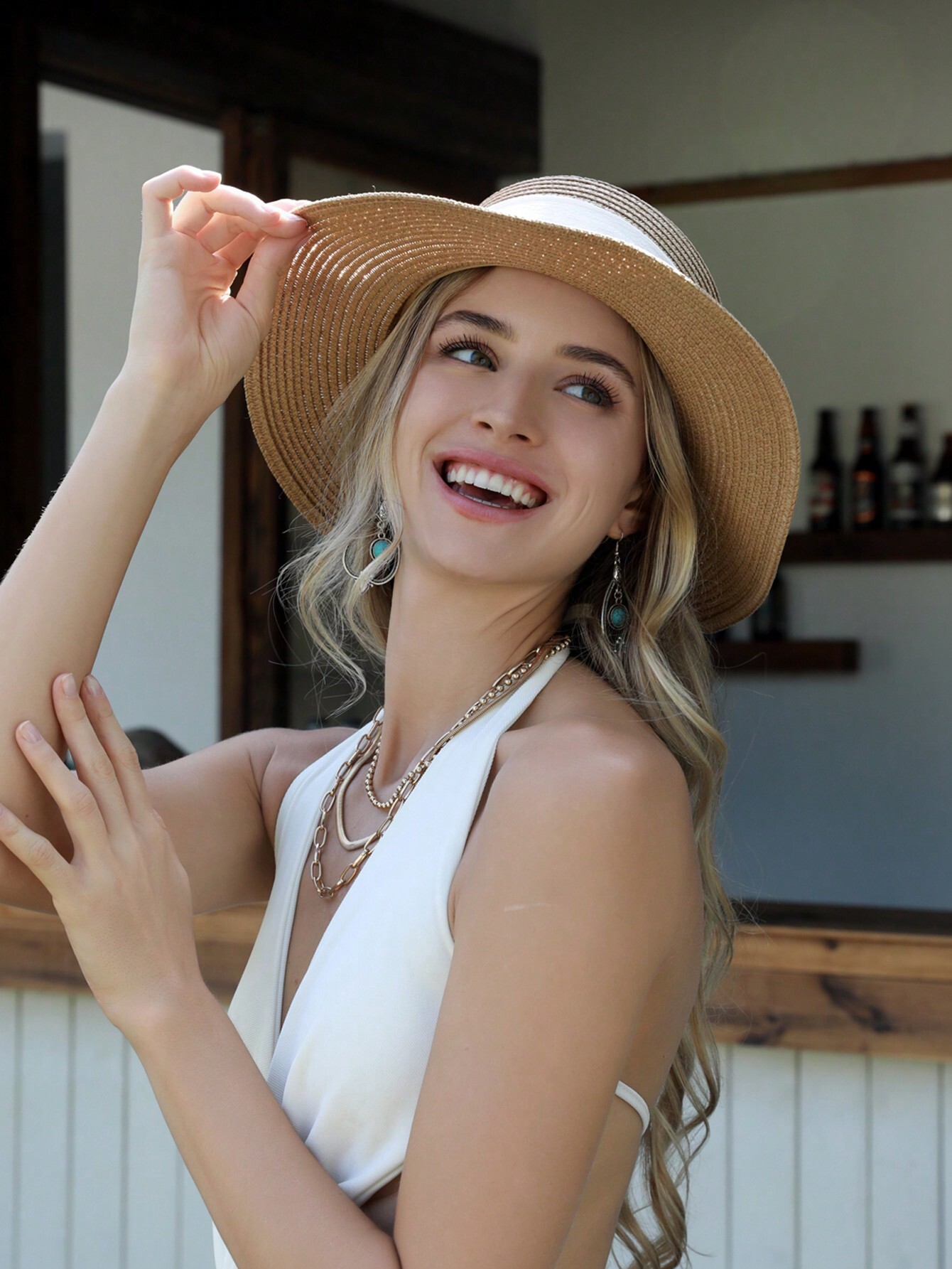 1pc Women Sun Straw Hat Wide B - Hat Floppy Wide avis et prix